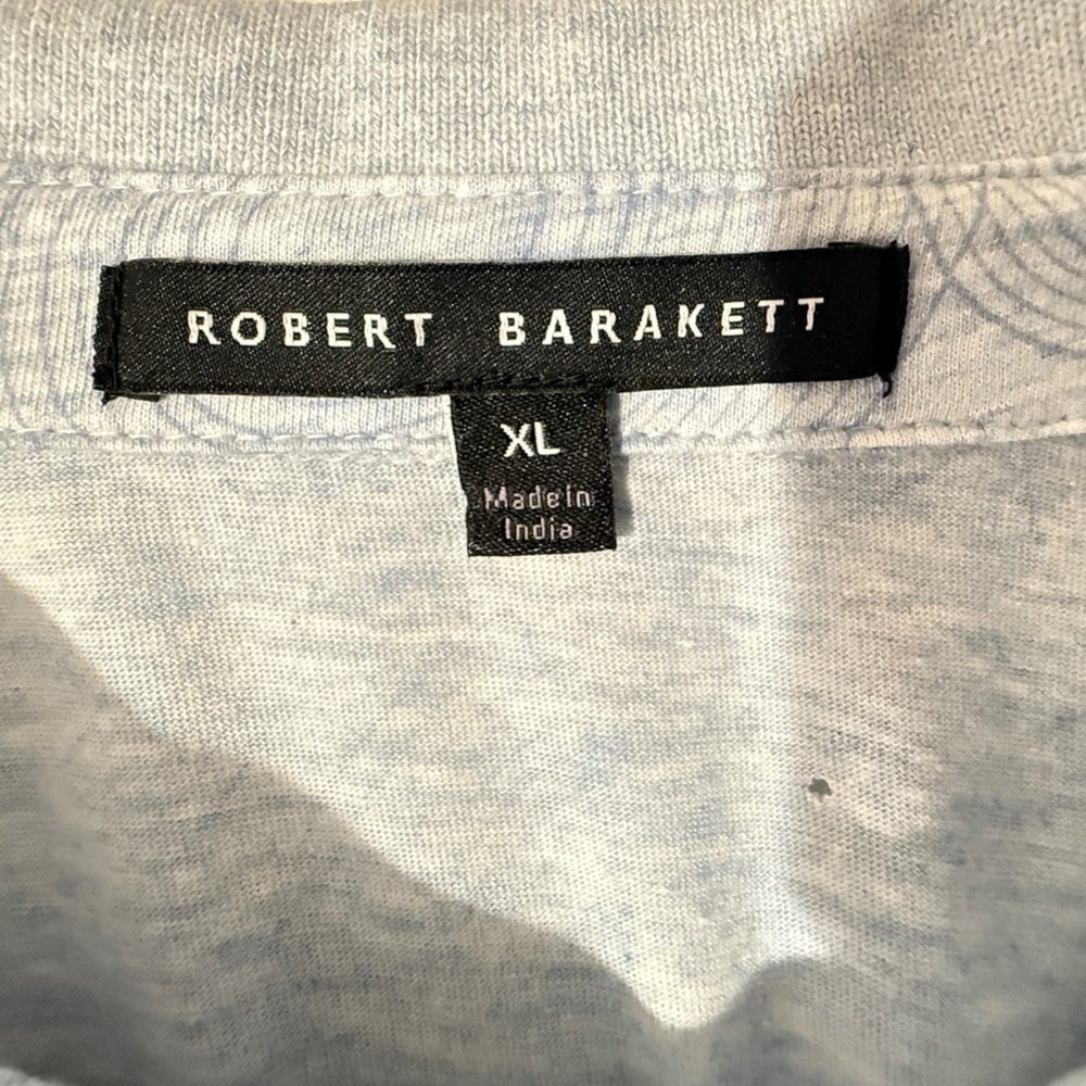 Robert Barakett Polo Shirt Men’s XL Gray Blue Circle Print 100% Cotton - Picture 8 of 12